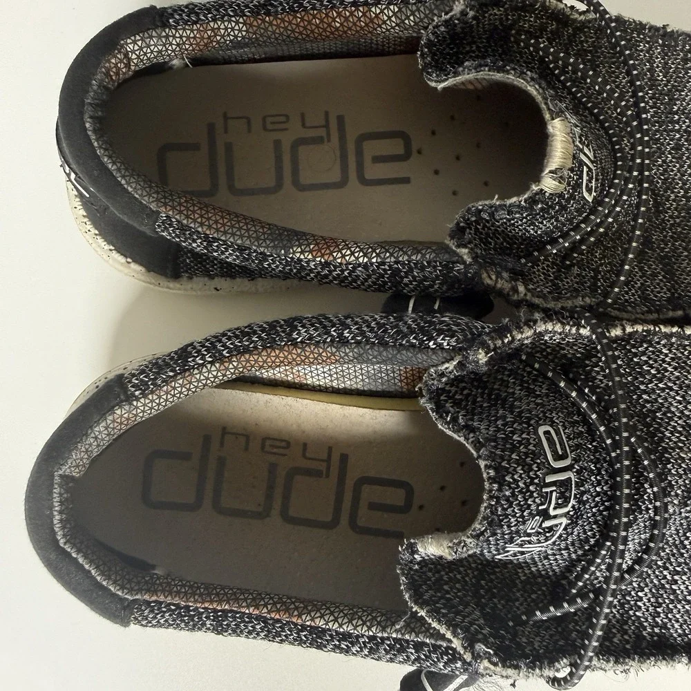 Hey Dude Black White Wally Sox Loafers Shoes Men's 8